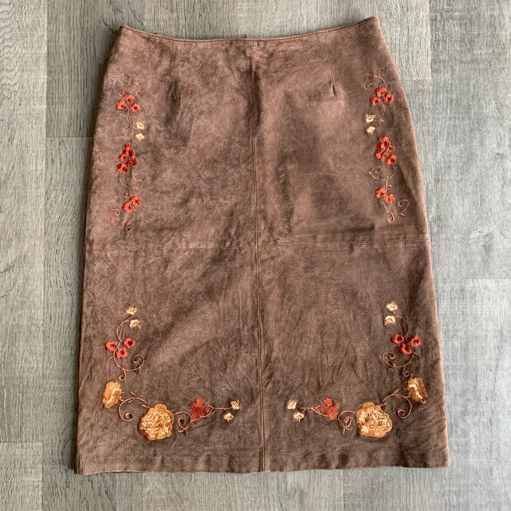 Embroidered Brown Skirt